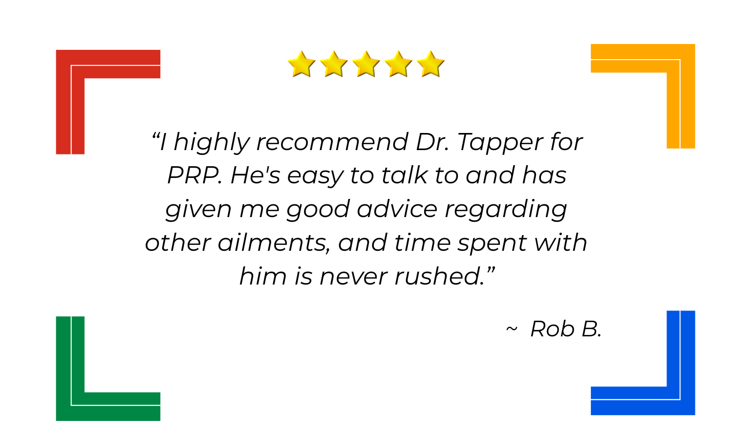 Five-star Google review from Rob B.